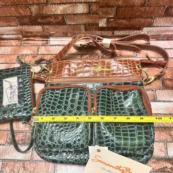 Samantha Brown Green and Brown Crocodile Embossed Bag Crossbody - Picture 8 of 11